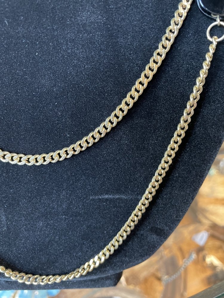 Gold Layered Chain w/ Purple Bead Necklace