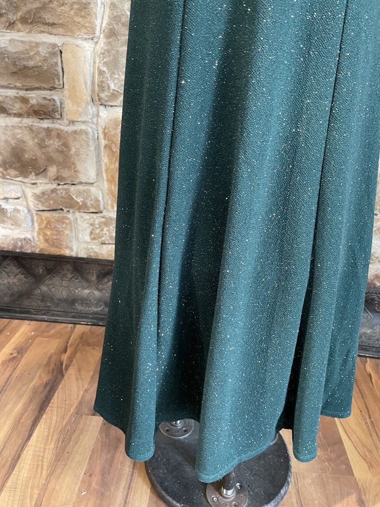 City Studio Green Glitter Halter Strappy Shoulder Gown