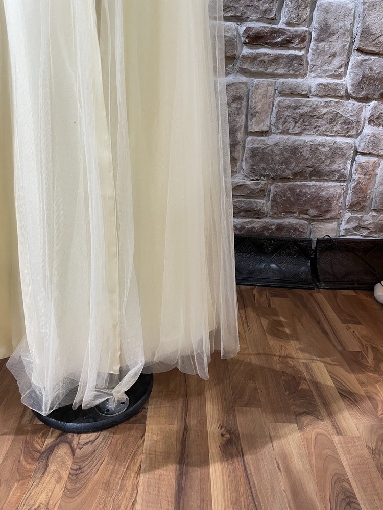 Blondie Nites Light Yellow Illusion Bodice Tulle Gown