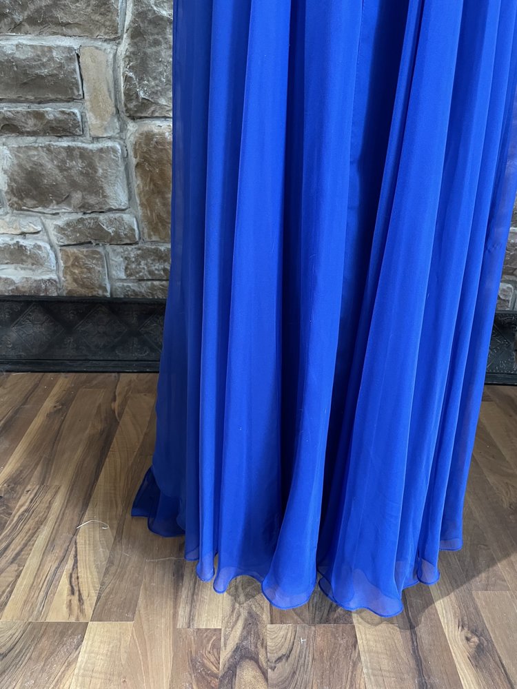 Mac Duggal Royal Blue Embellished Mesh Insert Gown, Size 12