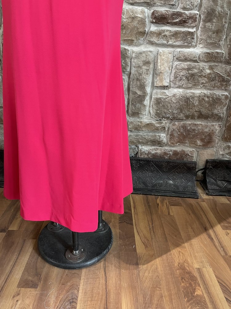 JS Collection Hot Pink Twist Halter Gown, Size 4