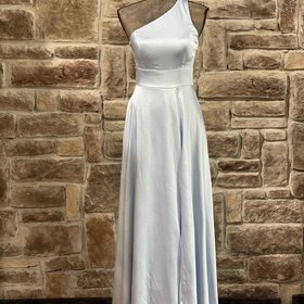 Speechless Light Blue Satin One Shoulder Gown, Size 5/6
