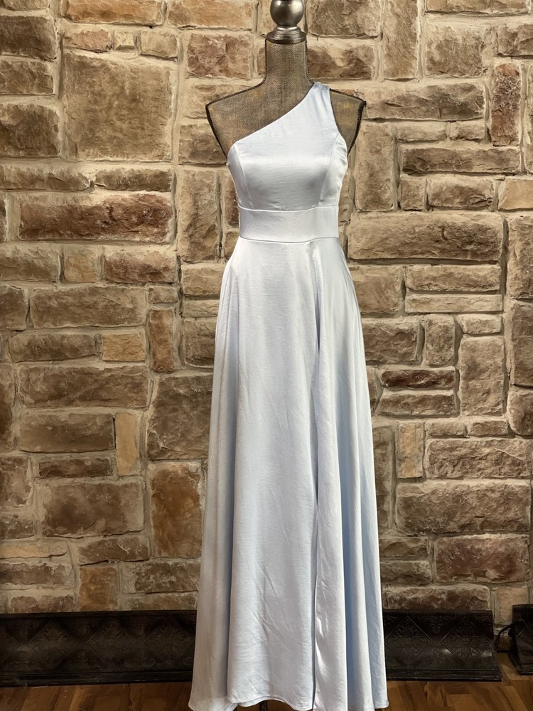 Speechless Light Blue Satin One Shoulder Gown, Size 5/6