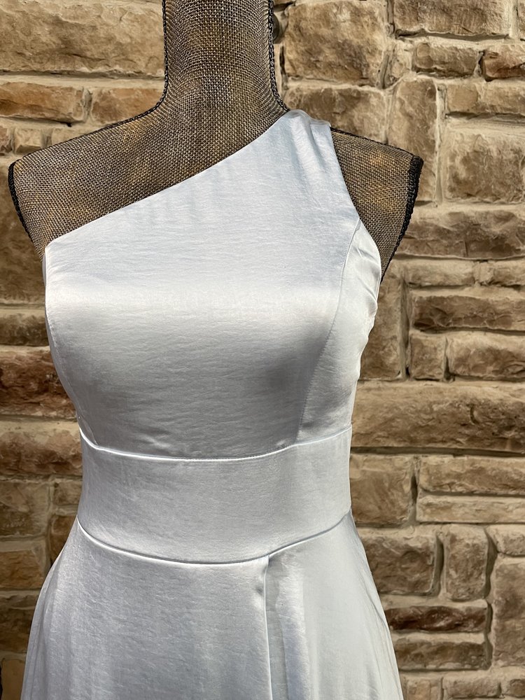 Speechless Light Blue Satin One Shoulder Gown, Size 5/6