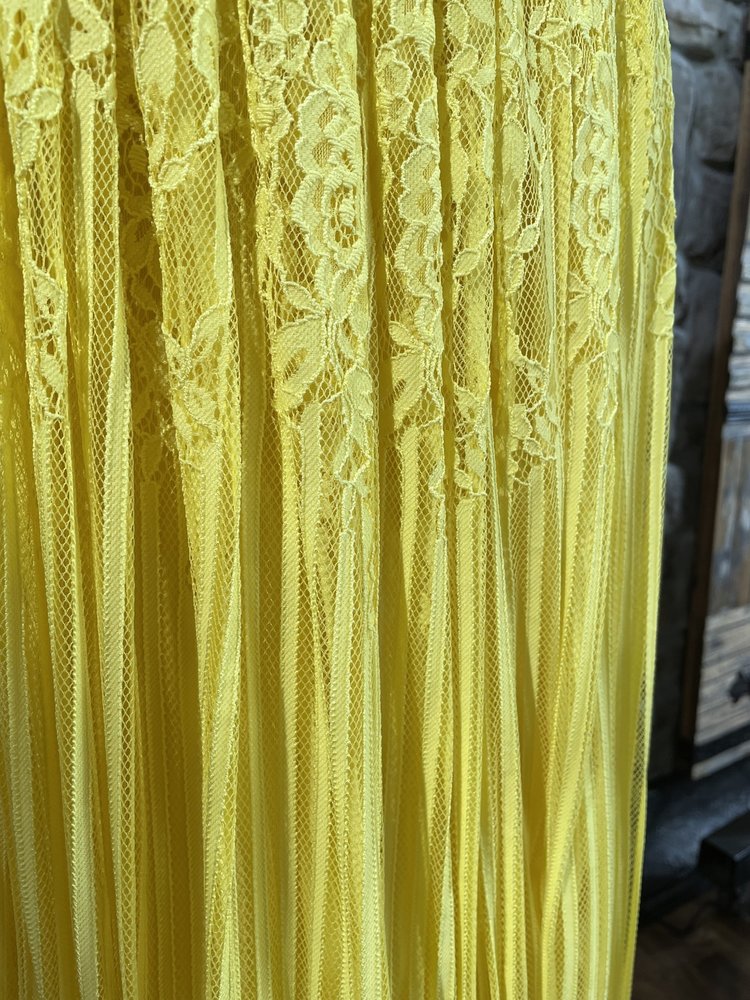 Jovani Yellow Lace  Corset  Mesh Boho Gown, Size 11/12