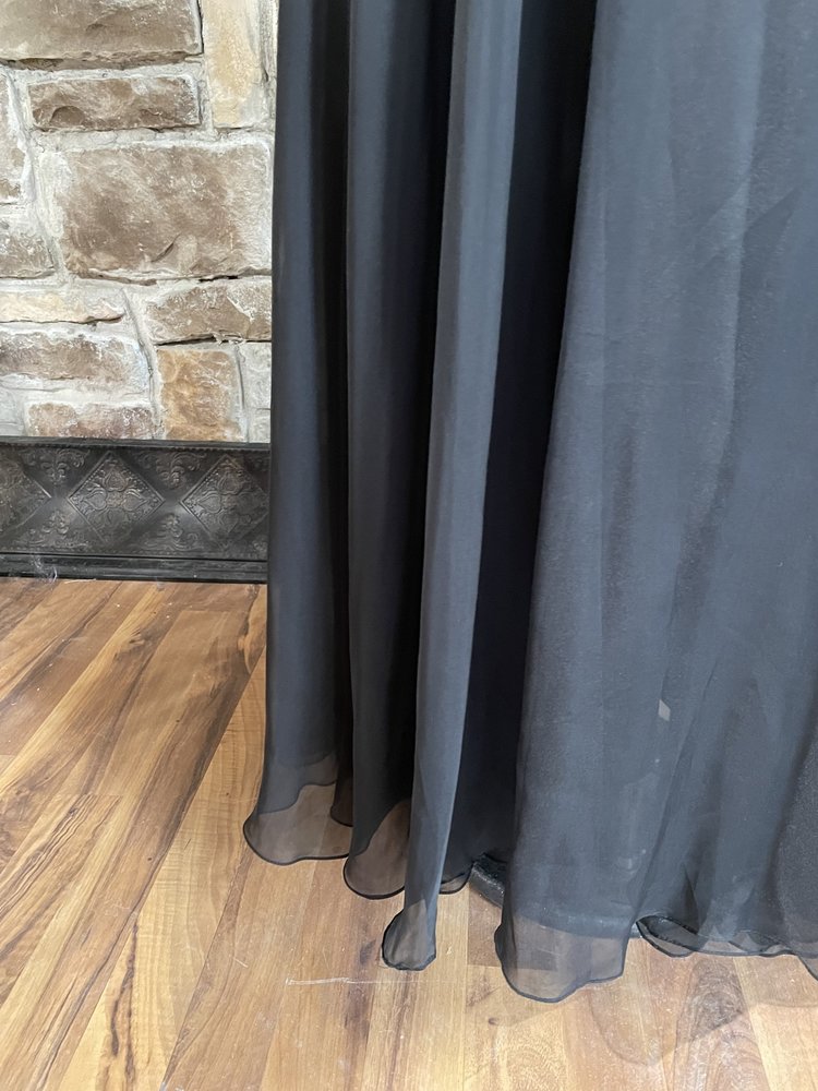 La Femme Black and Gold Wrap Strapless Gown, Size 10