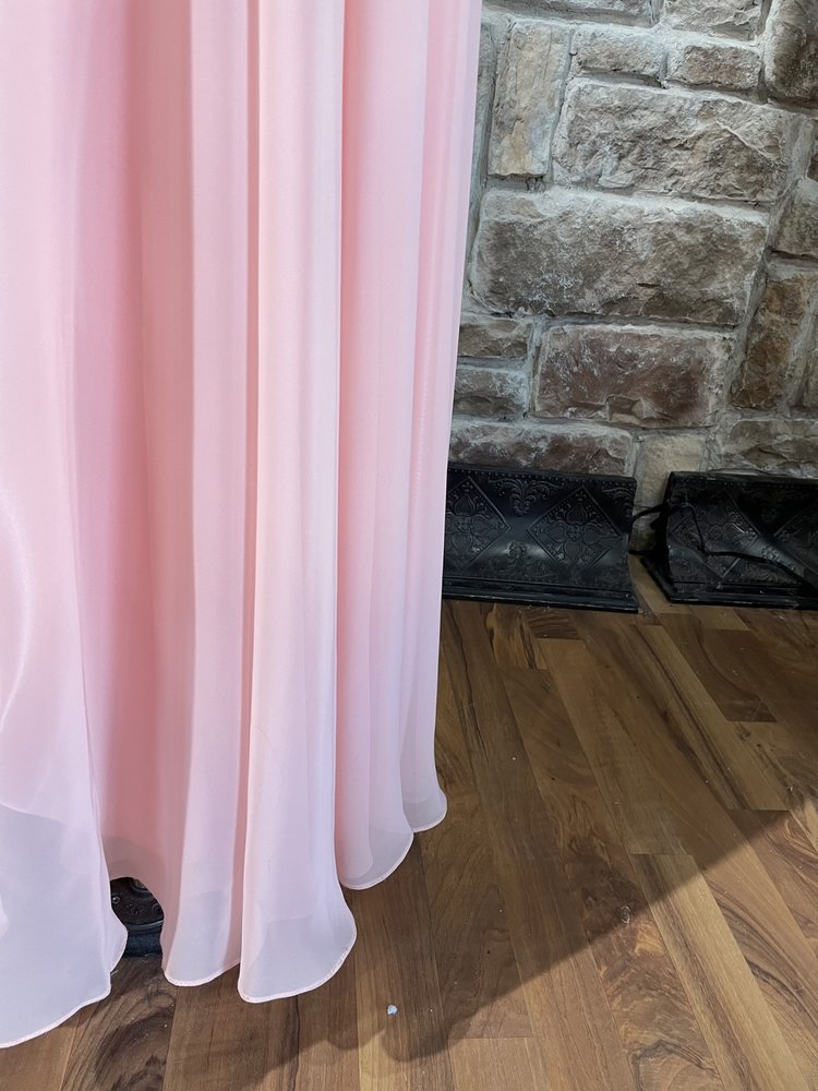 Mori Lee Pink Embellished Bodice Chiffon Gown, Size 17/18