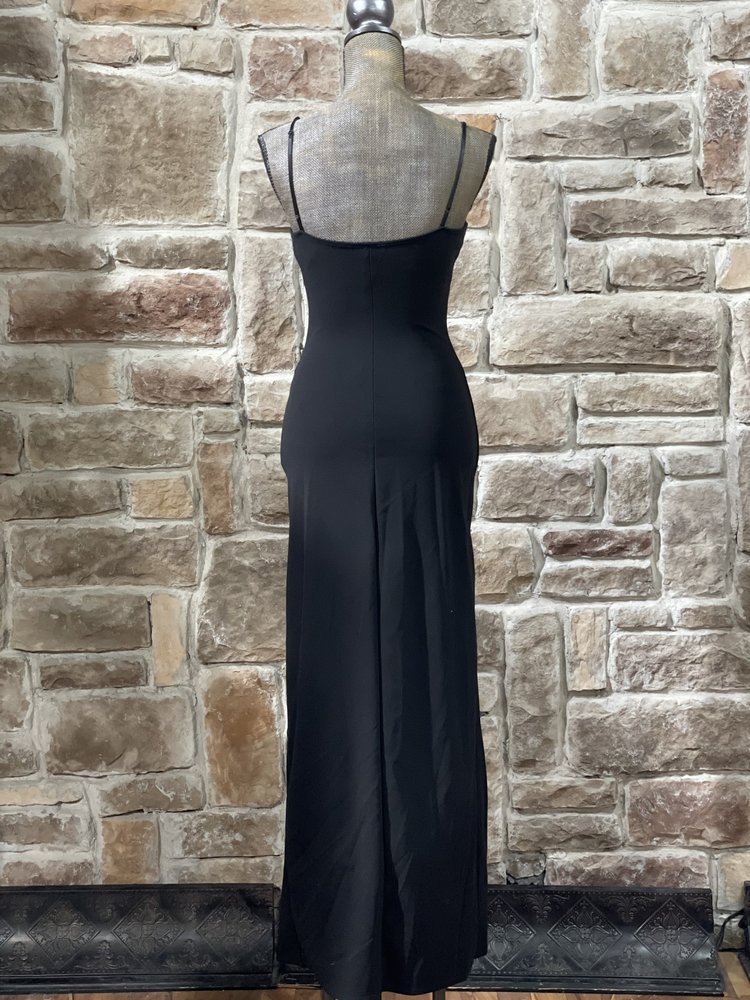 Emerald Sundae Black Rhinestone Mesh Gown