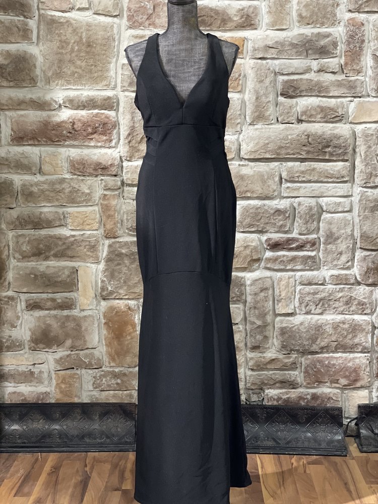 Emerald Sundae Black Mesh Cutout Gown