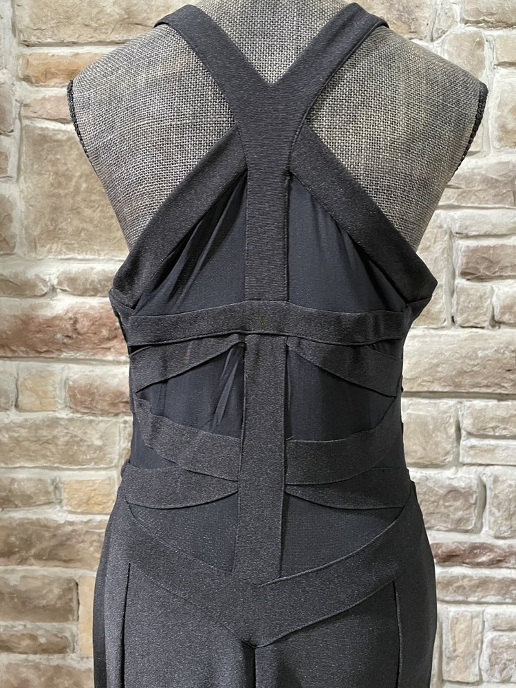 Emerald Sundae Black Mesh Cutout Gown