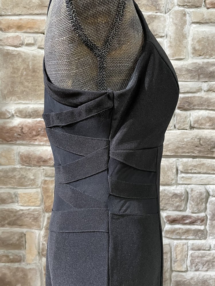 Emerald Sundae Black Mesh Cutout Gown