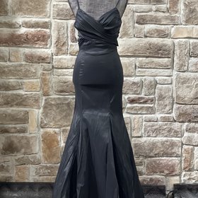 B Darlin Black Tie Back Taffeta Gown
