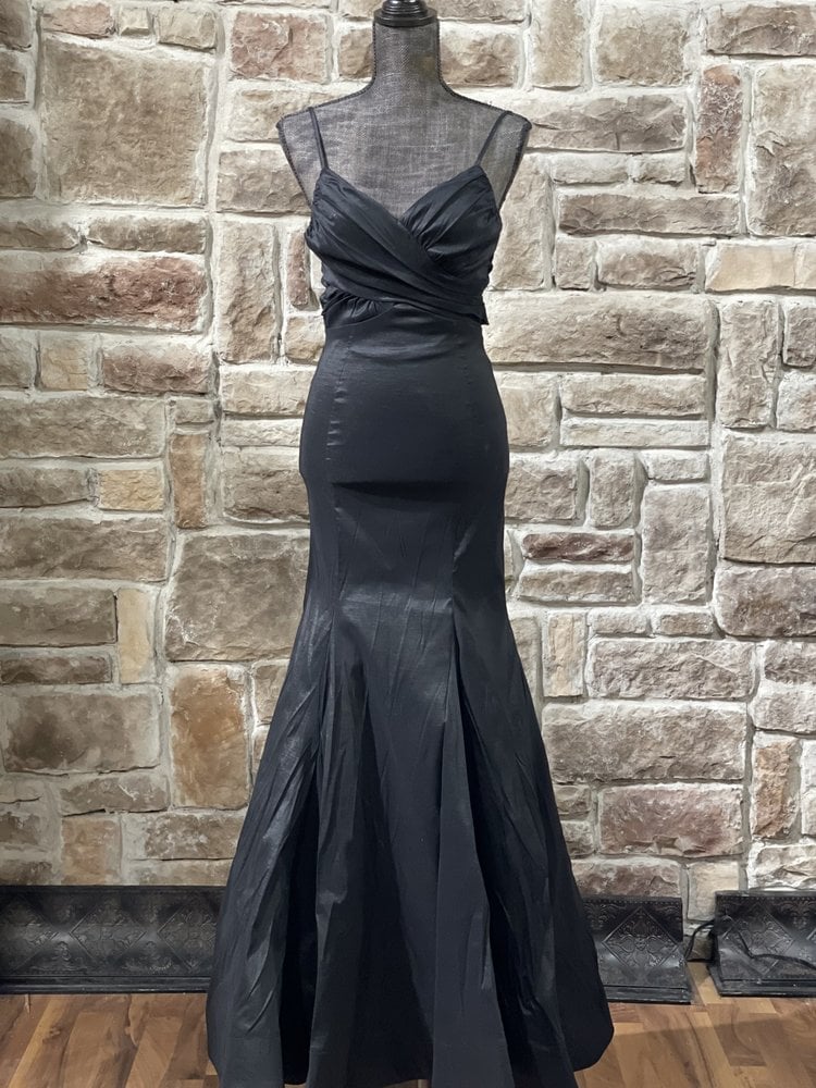 B Darlin Black Tie Back Taffeta Gown