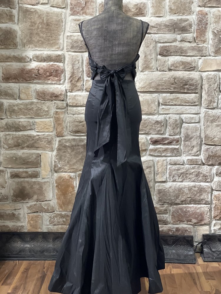 B Darlin Black Tie Back Taffeta Gown