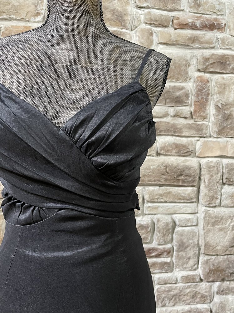 B Darlin Black Tie Back Taffeta Gown