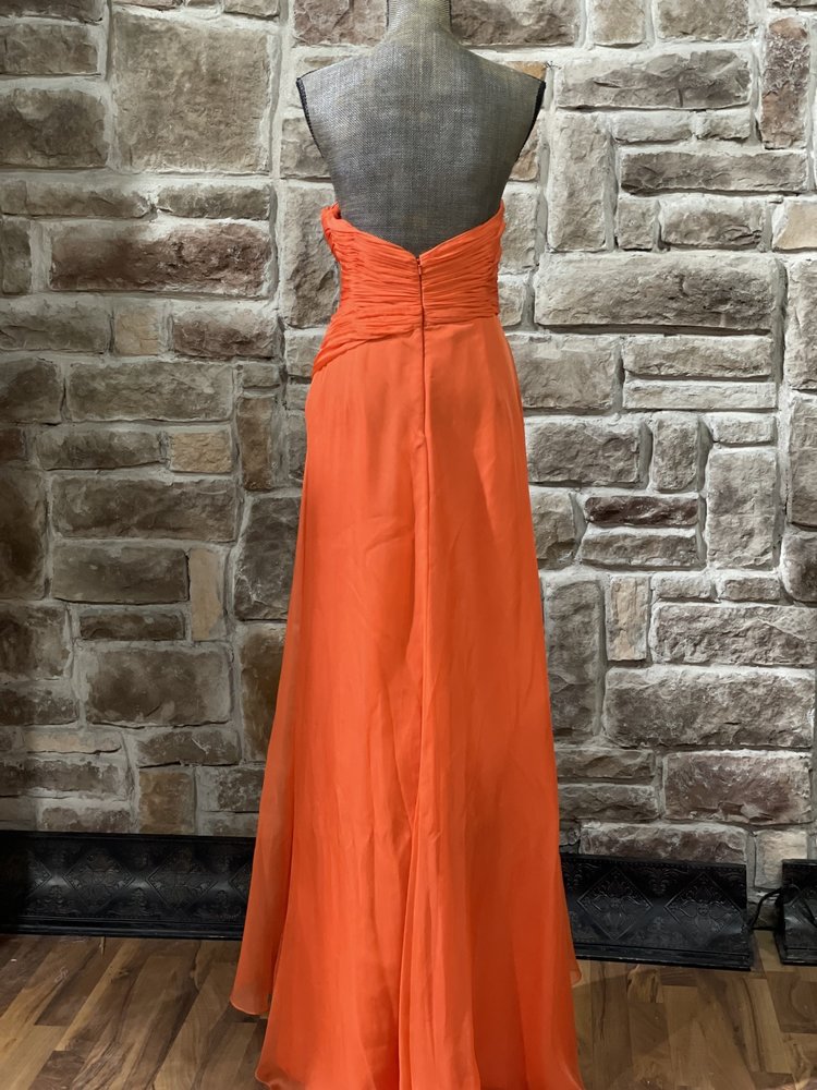 FAME Orange Silver Beaded Chiffon Gown, Size 14