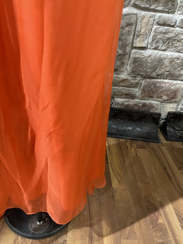 FAME Orange Silver Beaded Chiffon Gown, Size 14