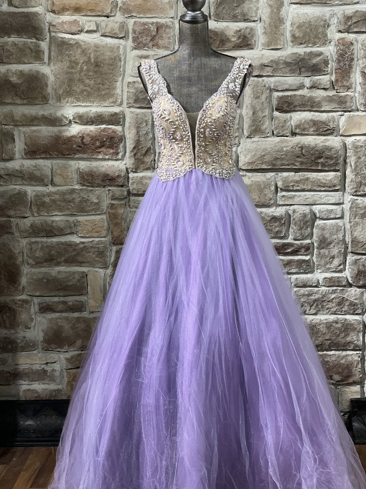 Mac Duggal Purple Embellished Bodice Ball Gown, Size 4