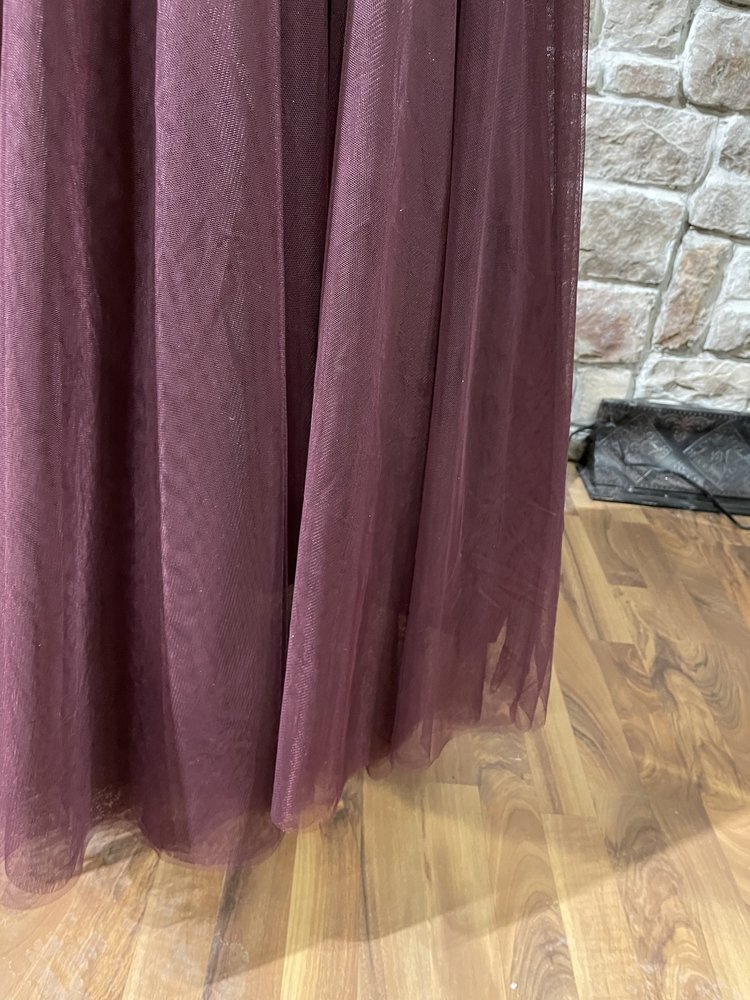 City Studio Maroon Rhinestone Embellished Tulle Gown, Size 7/8