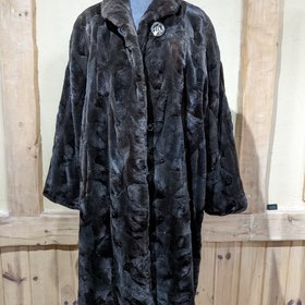 Dark Ranch Sheared Mink Sections Coat, Size XL