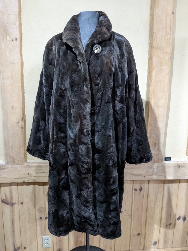 Dark Ranch Sheared Mink Sections Coat, Size XL