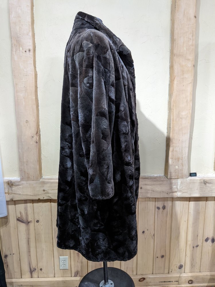 Dark Ranch Sheared Mink Sections Coat, Size XL