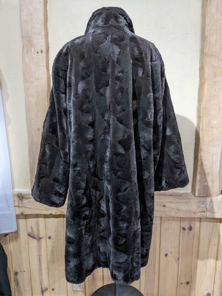 Dark Ranch Sheared Mink Sections Coat, Size XL