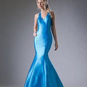 Dress For You Turquoise Blue Halter Mermaid Gown, Size 14