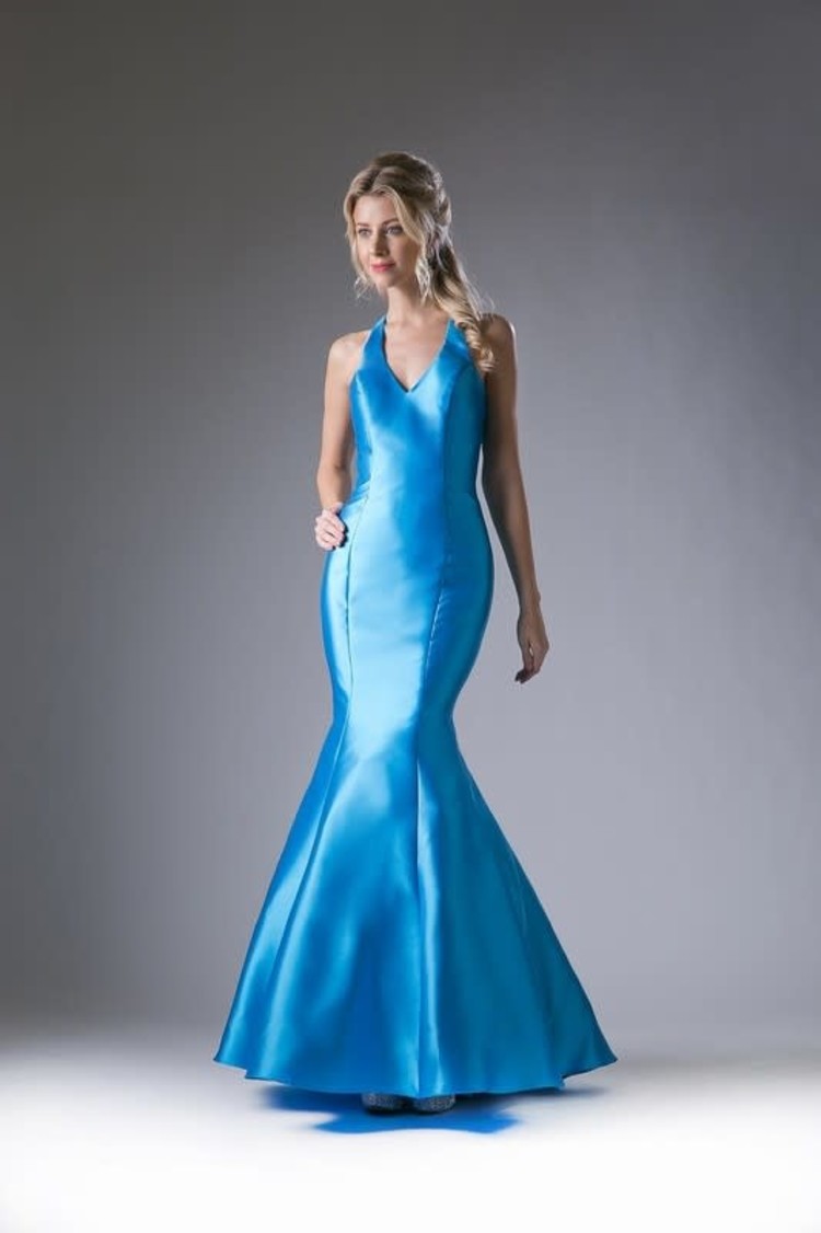 Dress For You Turquoise Blue Halter Mermaid Gown, Size 14