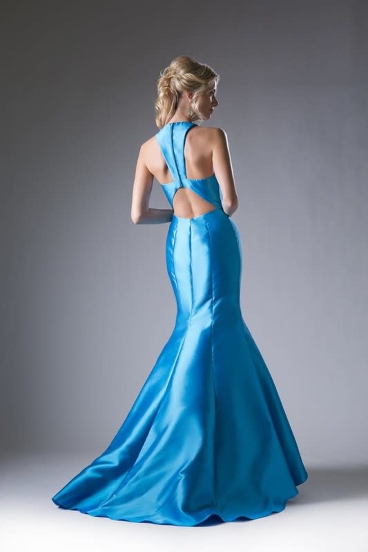 Dress For You Turquoise Blue Halter Mermaid Gown, Size 14