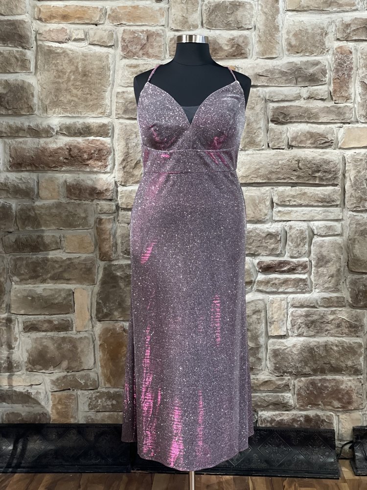 Morgan & Co. Purple Fuchsia Glitter Gown, Size 14W