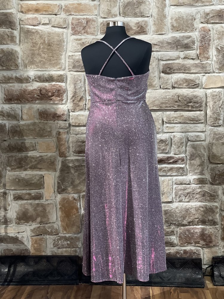 Morgan & Co. Purple Fuchsia Glitter Gown, Size 14W