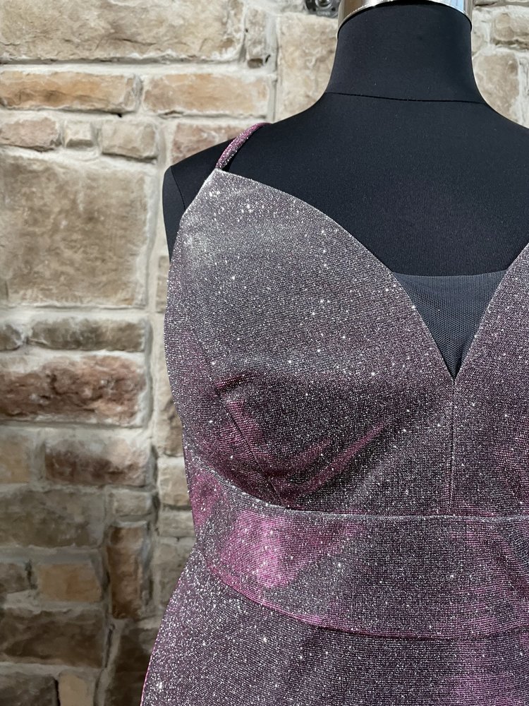 Morgan & Co. Purple Fuchsia Glitter Gown, Size 14W