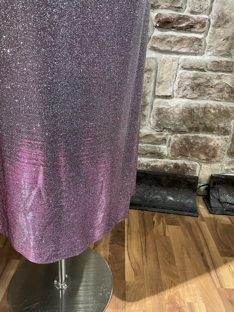 Morgan & Co. Purple Fuchsia Glitter Gown, Size 14W