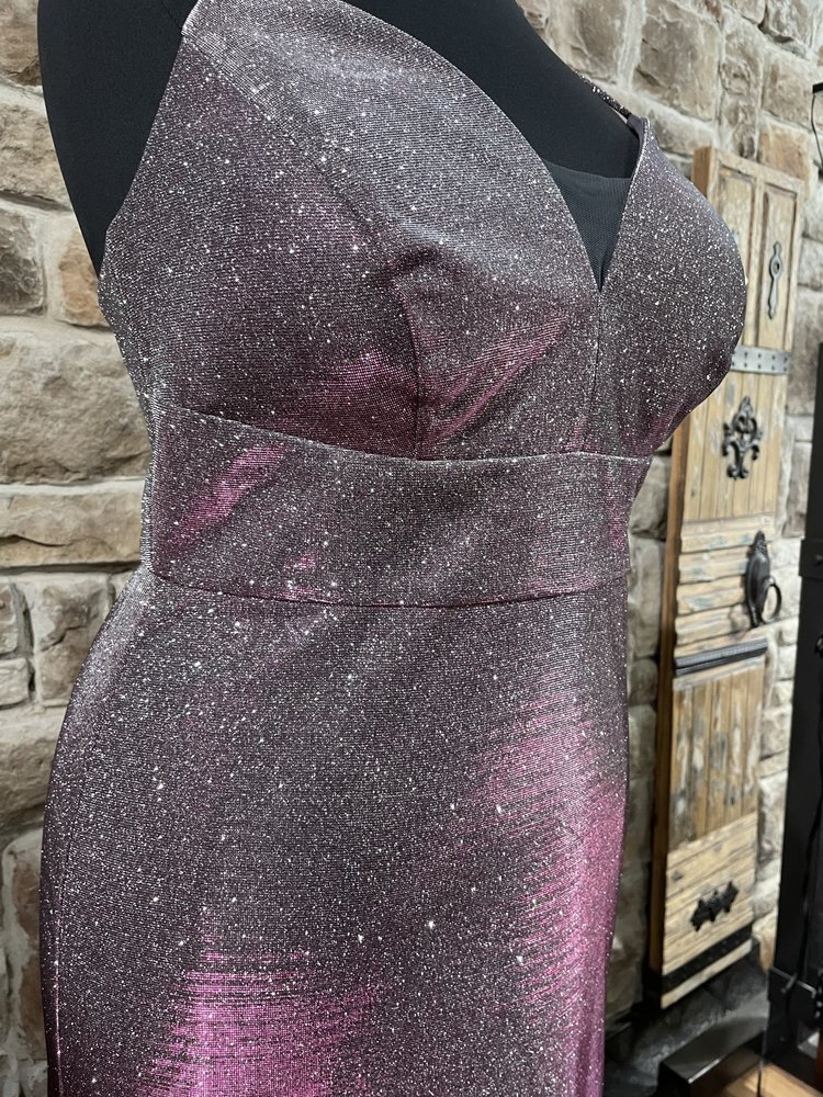 Morgan & Co. Purple Fuchsia Glitter Gown, Size 14W