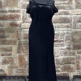 Nightway Black Velvet Cold Shoulder Gown, Size 22W