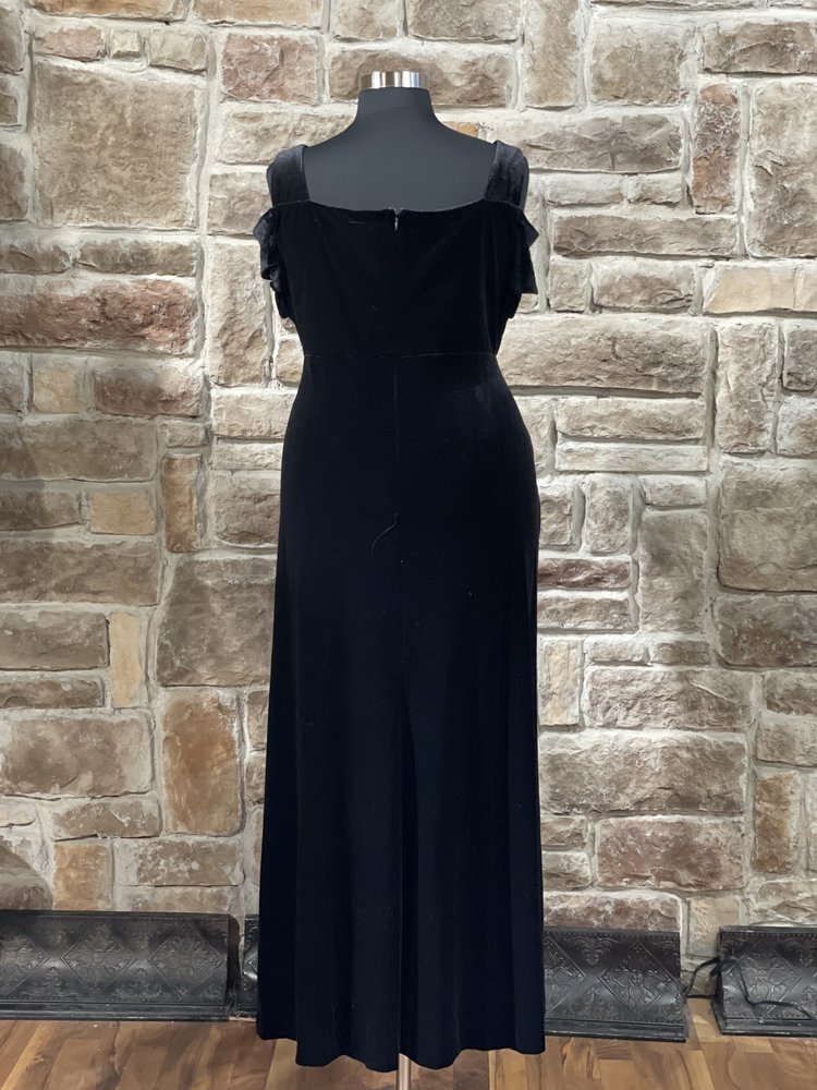 Nightway Black Velvet Cold Shoulder Gown, Size 22W