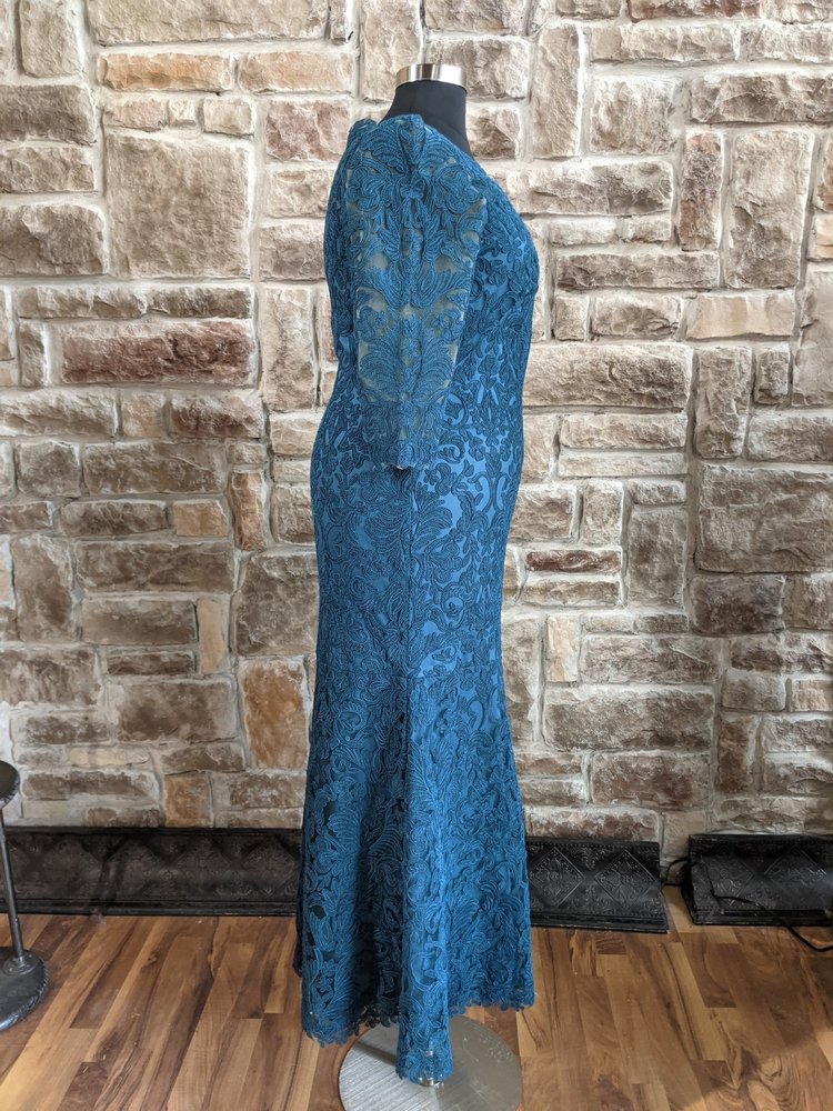 Tadashi Shoji Dark Teal Embroidered Gown, Size 16W
