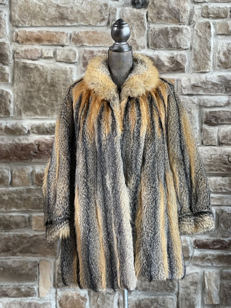 American Gray Fox Swing Coat, Size 2XL