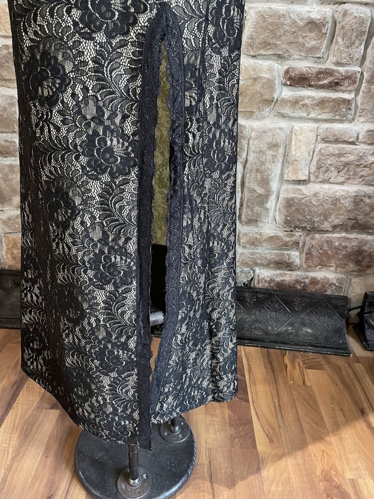 Miusol Black and Nude Lace Mesh Back Gown, Size L