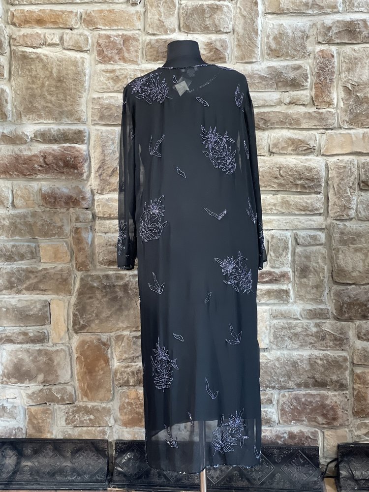 Jkara Black Sheer Beaded Dress w/ Jacket, Size 16W