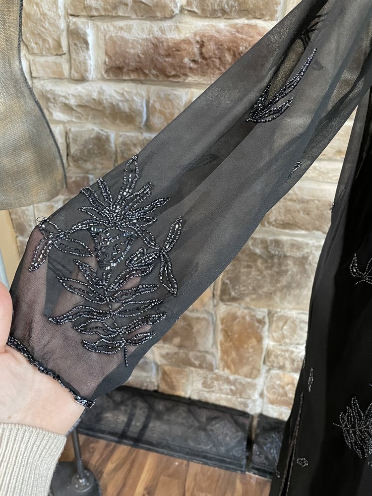 Jkara Black Sheer Beaded Dress w/ Jacket, Size 16W