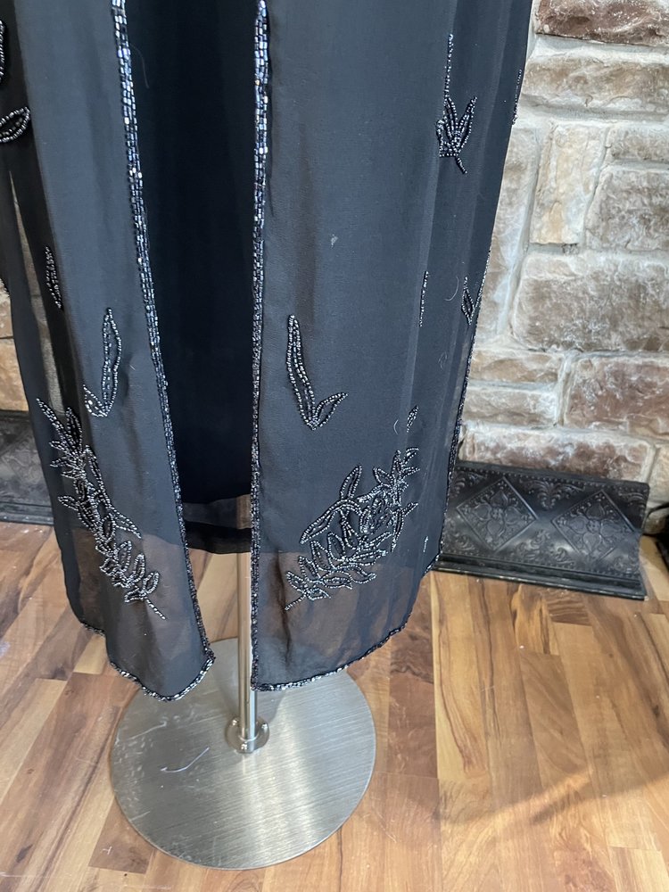 Jkara Black Sheer Beaded Dress w/ Jacket, Size 16W