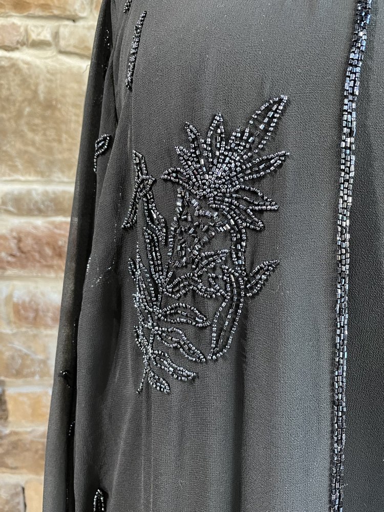 Jkara Black Sheer Beaded Dress w/ Jacket, Size 16W