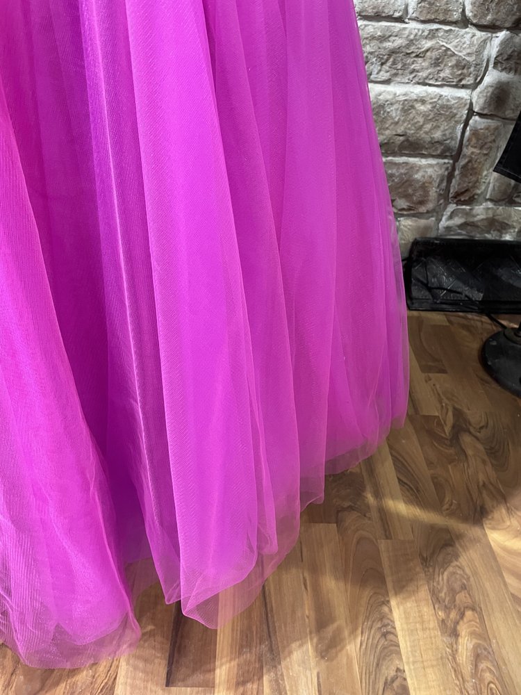 Tiffany Designs Hot Pink Embellished Corset Halter Tulle Gown, Size 3/4