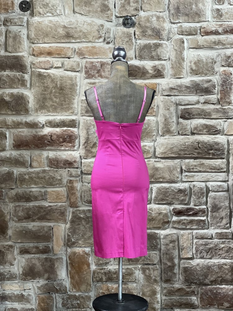 Sportstaff Hot Pink Folded Bust Optional Strap Dress, Size 6