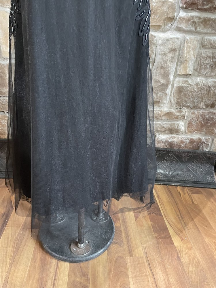 Cinderella Divine Black Mesh Embellished Tulle Mermaid Gown, Size 6