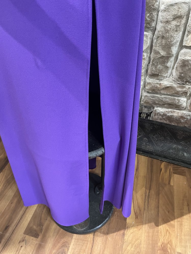 Lenovia USA Purple Cold Shoulder Ruffle Side Gown, Size L