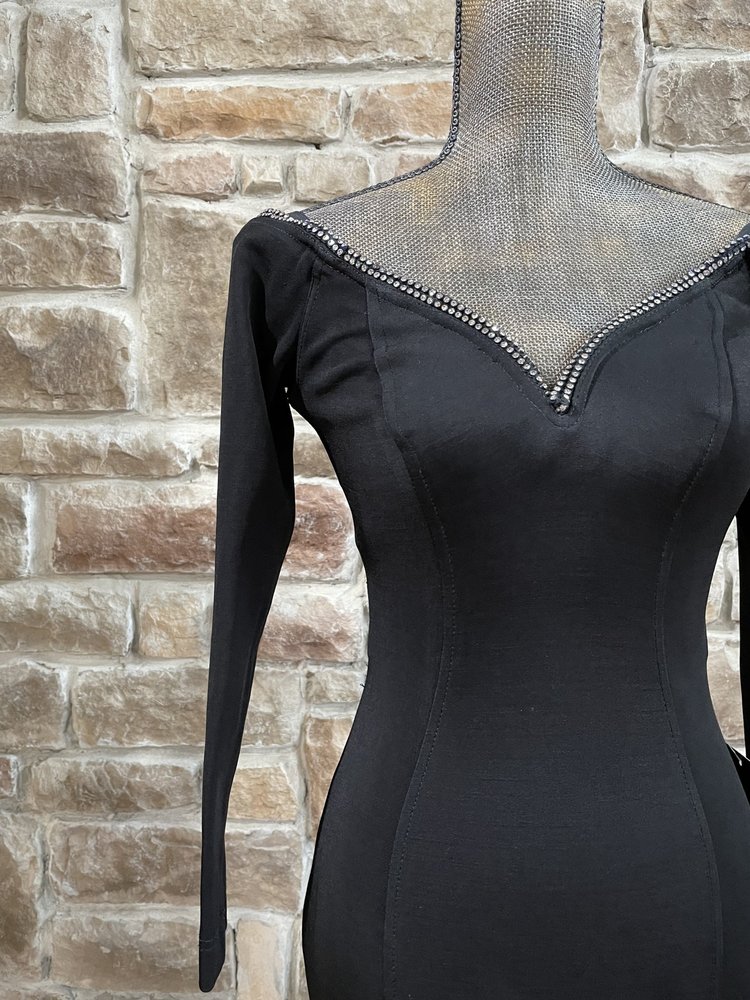 Tadashi Black Rhinestone Sweetheart Off-Shoulder Gown, Size 6