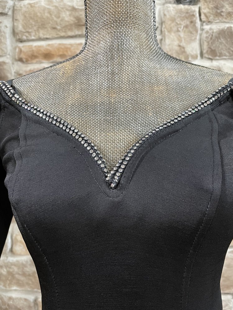 Tadashi Black Rhinestone Sweetheart Off-Shoulder Gown, Size 6